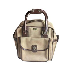 Vintage retro canvas luggage overnight bag with keys by John Weitz